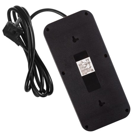 Maclean Listwa Zasilająca, Przedłużacz 6 Gniazd + 4Xusb, 110-240V Ac 50/60Hz, 2.1A Max 2500W, 1,5 M, Czarna Mce389 B