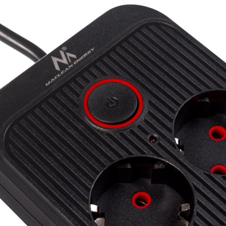 Maclean Listwa Zasilająca, Przedłużacz 6 Gniazd + 4Xusb, 110-240V Ac 50/60Hz, 2.1A Max 2500W, 1,5 M, Czarna Mce389 B