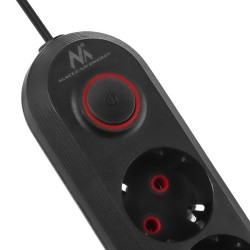 Maclean Listwa Zasilająca, Przedłużacz 3 Gniazda + 3Xusb, 110-240V Ac 50/60Hz, 2.1A Max 2500W, 1,5M, Czarna Mce394 B