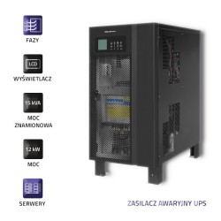 Qoltec Zasilacz Awaryjny Ups 3-Fazowy | 15Kva | 12Kw | Lcd