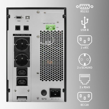 Zasilacz Awaryjny Ups Qoltec 3Kva 3000W Power Factor 1.0 Lcd Epo Usb On-Line