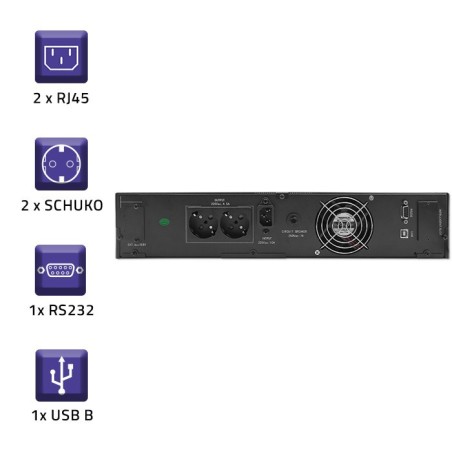 Qoltec Zasilacz Awaryjny Ups Rack | 1Kva | 800W | Lcd