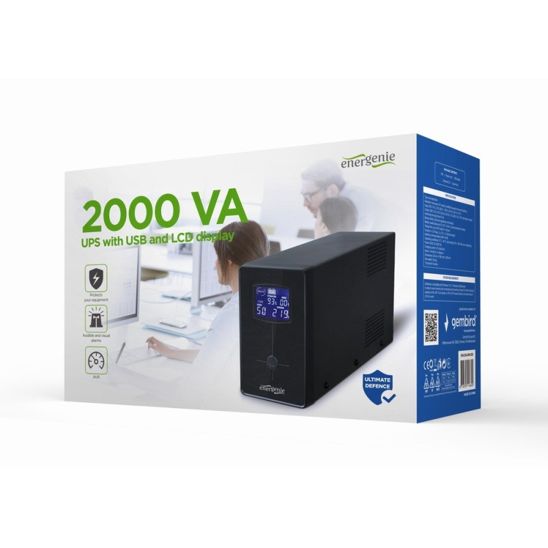 Energenie Zasilacz Awaryjny Ups Avr 2000Va Lcd, 3X C13, 2X Schuko, Usb, Rj45