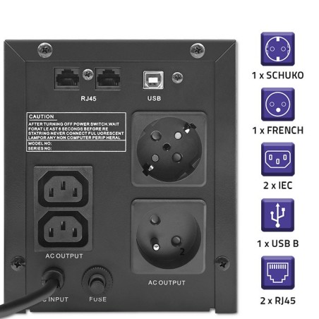 Qoltec Zasilacz Awaryjny Ups Line Interactive | Monolith | 2000Va | 1200W | Lcd | Usb