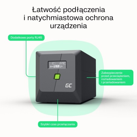 Green Cell Ups Powerproof 1200W/2000Va Modyfikowana Sinusoida