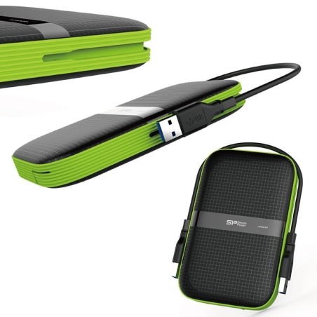 Dysk Zewnętrzny Hdd Silicon Power Armor A60 (1Tb  2.5"  Usb 3.2  5400 Obr/Min  Green-Black  Sp010Tbphda60S3K)