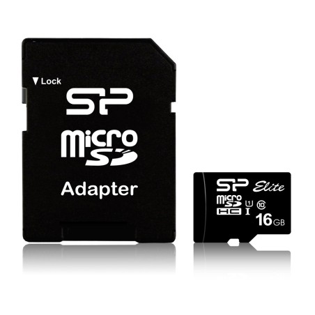 Karta Pamięci Silicon Power Microsdhc Elite 16Gb Cl10 Uhs-1 (U1) + Adapter Microsd-Sd (Sp016Gbsthbu1V10Sp)