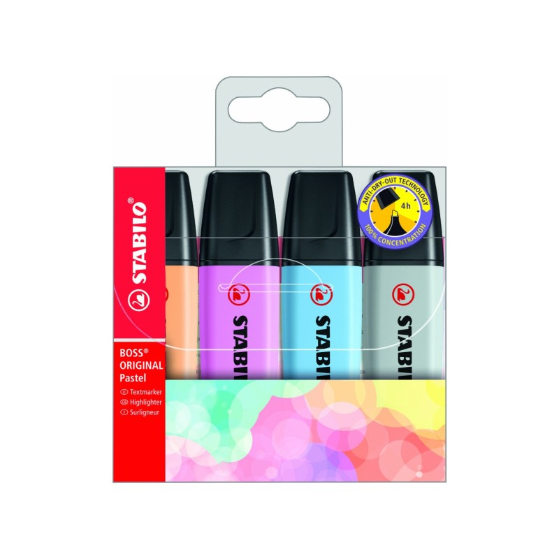 Zakreślacze Stabilo Boss Original Pastel 4 Kolory
