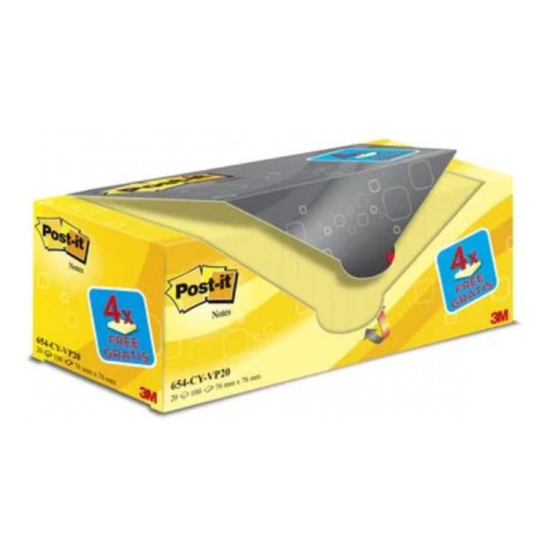 Karteczki Post-It 76X76Mm (654Cy-Vp20) Żółte (20X100)
