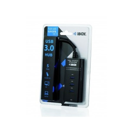 Hub Ibox Usb 3.0 Czarny 4-Porty Iuh3Fb (4X Usb 3.0  Kolor Czarny)