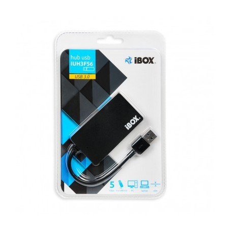 Hub Ibox Usb 3.0 Czarny 4-Porty, Slim Iuh3F56 (4X Usb 3.0  Kolor Czarny)