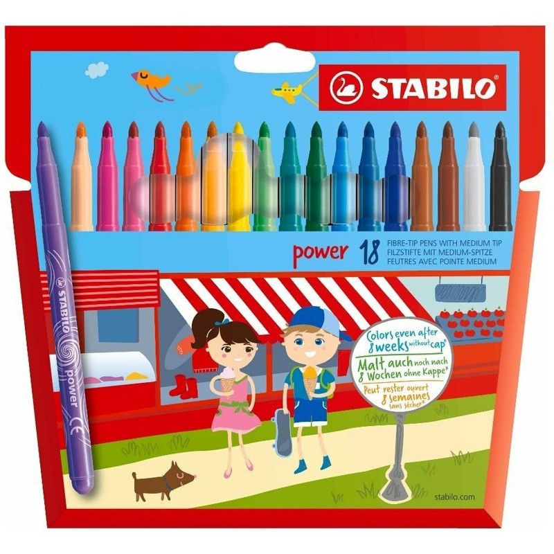 Flamastry Stabilo Power 18 Kolorów