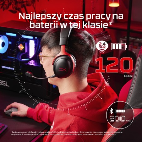 Hyperx Cloud Iii Wireless – Bezprzewodowy Zestaw Słuchawkowy Do Gier (Czarno-Czerwony)