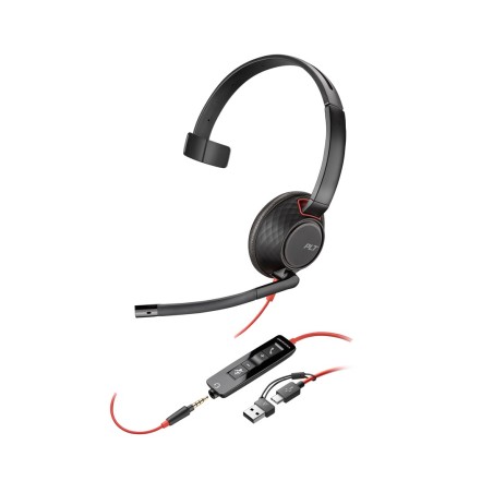 Poly Blackwire 5210 Monaural Usb-C Headset +3.5Mm Plug +Usb-C/A Adapter (Bulk)