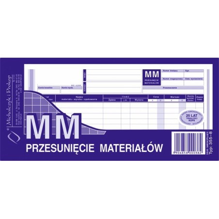 355-8 Mm Przesunięcie Materiałów Międzymagazynowe Wielokopia 1/3 A4  Michalczyk I Prokop