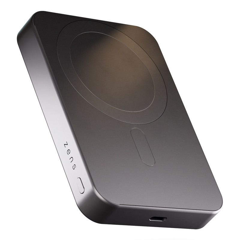 Zens Slim Qi2 Aluminium Powerbank - Magnetyczny Powerbank 10000 Mah Kompatybilny Z Magsafe I Qi2 (Black)