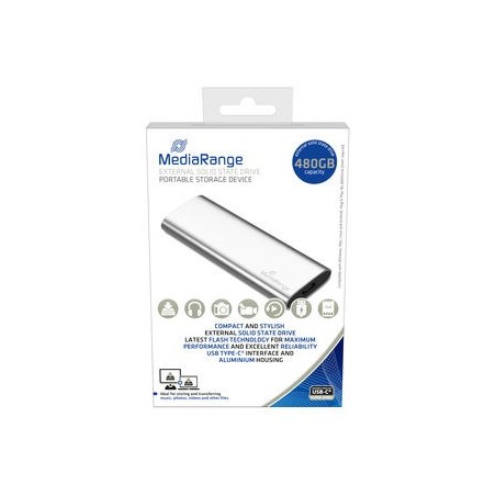 Mediarange Mr1102 Zewnętrzny Dysk Ssd 480 Gb Usb Type-C 3.2 Gen 2 (3.1 Gen 2) Srebrny