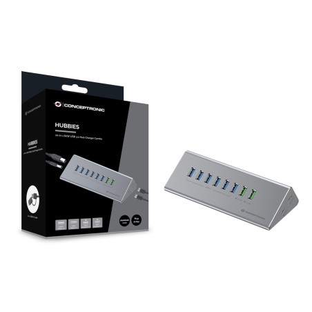 Conceptronic 10-Portowy Koncentrator Usb-A3.0/-C Adapter -  6Xa3.0+M.netz. Gr