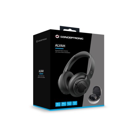 Conceptronic Alvah02B Słuchawki/Zestaw Słuchawkowy Przewodowy I Bezprzewodowy Opaska Na Głowę Połączenia/Muzyka Bluetooth Czarny