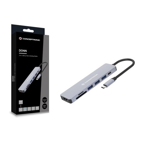 Conceptronic  7-1 Dock Usb-C- Hdmi/3Xusb-A/Sd/Tf/+   25Cm Gr