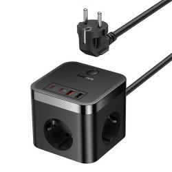 Listwa Zasilająca Baseus Powercombo 3Ac+2U+2C 30W Eu (1,5M  Czarny)