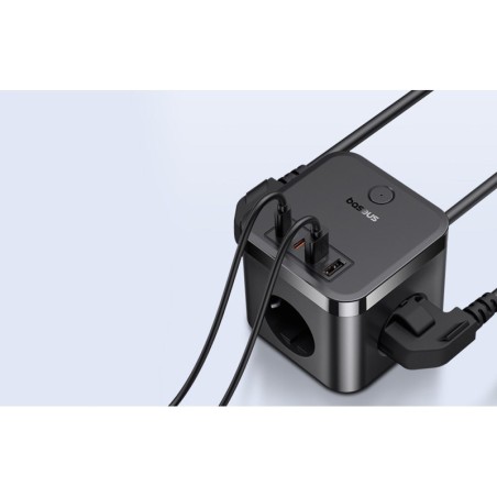 Listwa Zasilająca Baseus Powercombo 3Ac+2U+2C 30W Eu (1,5M  Czarny)