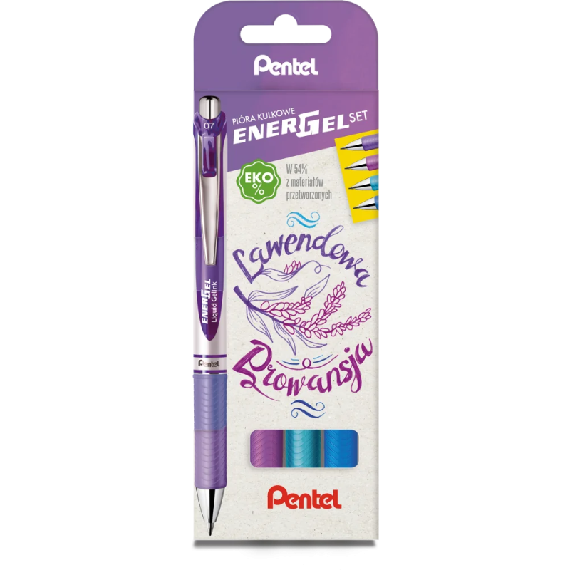 Pióro Kulkowe Energel 0,7 Mm,  Kpl.4 Kolory Lawendowa Prowansja Bl77-St4Csvvpl Pentel