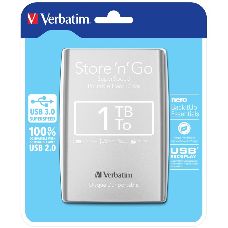 Verbatim Store 'N' Go Zewnętrzny Dysk Twarde 1000 Gb Srebrny