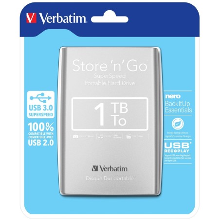 Verbatim Store 'N' Go Zewnętrzny Dysk Twarde 1000 Gb Srebrny