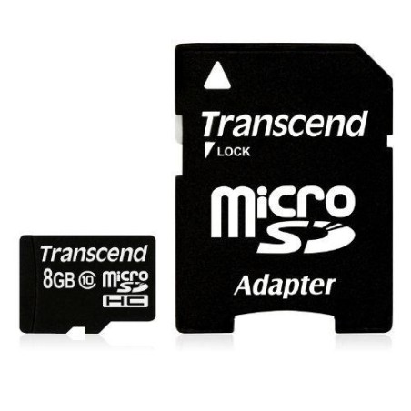 Sd Microsd Card   8Gb Transcend Sdhc Class10 W/Adapter