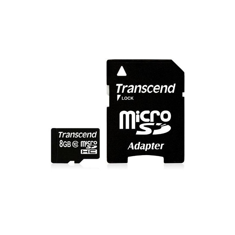 Sd Microsd Card   8Gb Transcend Sdhc Class10 W/Adapter