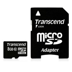 Sd Microsd Card   8Gb Transcend Sdhc Class10 W/Adapter