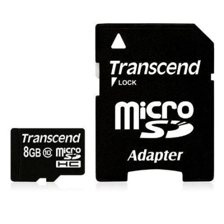 Sd Microsd Card   8Gb Transcend Sdhc Class10 W/Adapter