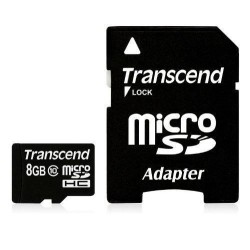 Sd Microsd Card   8Gb Transcend Sdhc Class10 W/Adapter