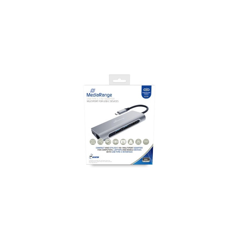 Mediarange Mrcs510 Stacja Dokująca Usb 3.2 Gen 1 (3.1 Gen 1) Type-C Srebrny
