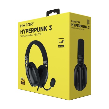 Hator Hyperpunk 3 Usb Zestaw Słuchawkowy Przewodowa Douszny Gaming Usb Type-C / Usb Type-A Czarny