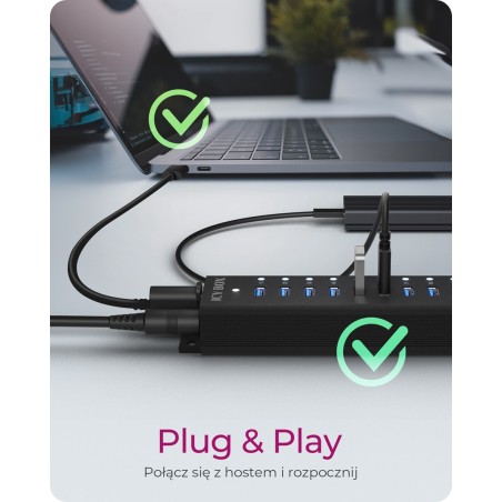 Icy Box Hub 17-Portowy Z Usb 3.2 Gen