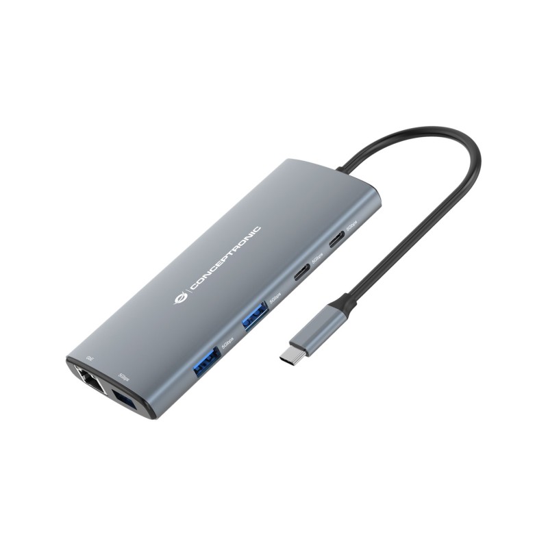Conceptronic Donn06G Stacja Dokująca Przewodowa Usb 3.2 Gen 1 (3.1 Gen 1) Type-C Szary