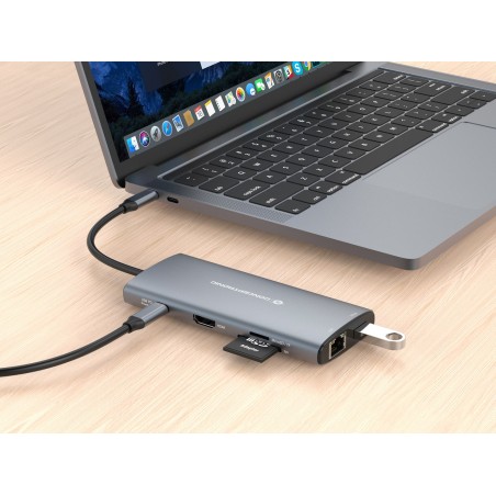Conceptronic Donn06G Stacja Dokująca Przewodowa Usb 3.2 Gen 1 (3.1 Gen 1) Type-C Szary