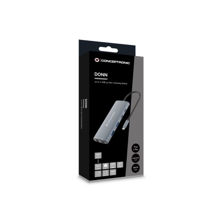 Conceptronic Donn06G Stacja Dokująca Przewodowa Usb 3.2 Gen 1 (3.1 Gen 1) Type-C Szary