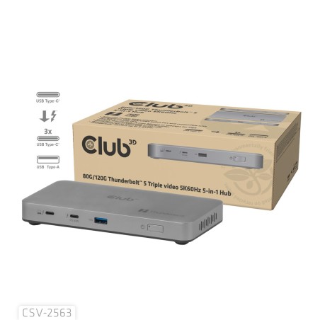 Club3D Csv-2563 Stacja Dokująca Thunderbolt 5 Srebrny