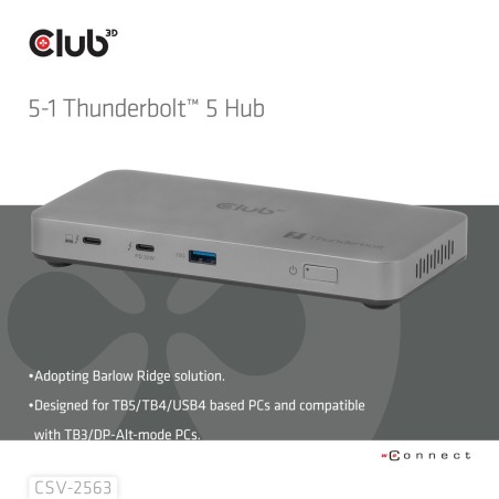 Club3D Csv-2563 Stacja Dokująca Thunderbolt 5 Srebrny