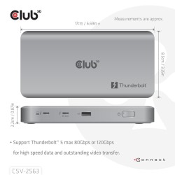 Club3D Csv-2563 Stacja Dokująca Thunderbolt 5 Srebrny