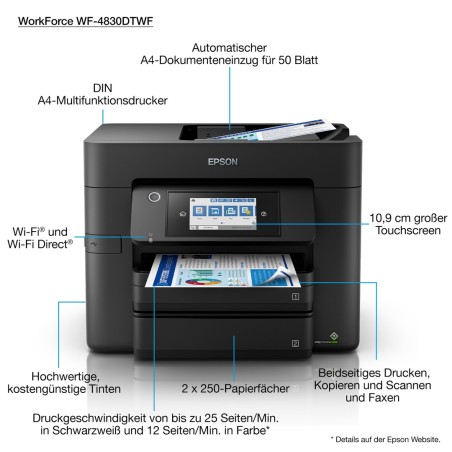 Epson Workforce Pro Wf-4830Dtwf Atramentowa A4 4800 X 2400 Dpi 36 Stron/Min Wi-Fi