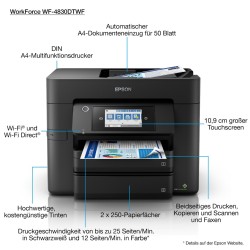 Epson Workforce Pro Wf-4830Dtwf Atramentowa A4 4800 X 2400 Dpi 36 Stron/Min Wi-Fi