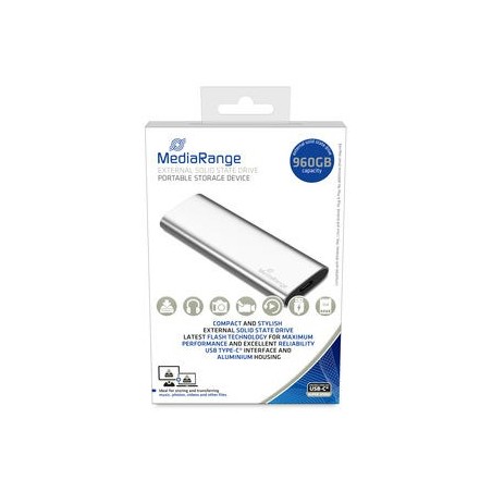 Mediarange Mr1103 Zewnętrzny Dysk Ssd 900 Gb Usb Type-C 3.2 Gen 2 (3.1 Gen 2) Srebrny