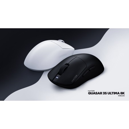 Hator Quasar 3S Ultima 8K Wireless Myszka Gaming Po Prawej Stronie Rf Wireless + Bluetooth + Usb Type-C Optyczny 30000 Dpi