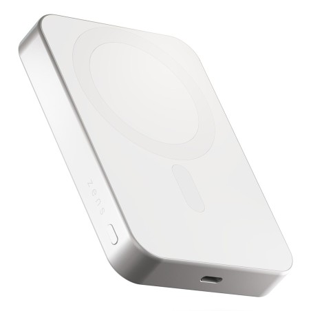 Zens Slim Qi2 Aluminium Powerbank - Magnetyczny Powerbank 10000 Mah Kompatybilny Z Magsafe I Qi2 (White)