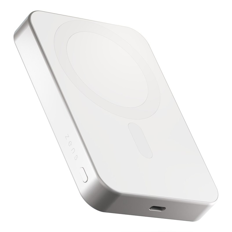 Zens Slim Qi2 Aluminium Powerbank - Magnetyczny Powerbank 10000 Mah Kompatybilny Z Magsafe I Qi2 (White)