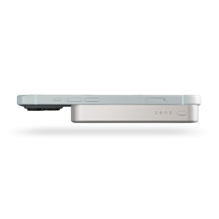 Zens Slim Qi2 Aluminium Powerbank - Magnetyczny Powerbank 10000 Mah Kompatybilny Z Magsafe I Qi2 (White)